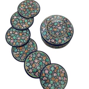 Aquamarine garden coaster set, Set of 6